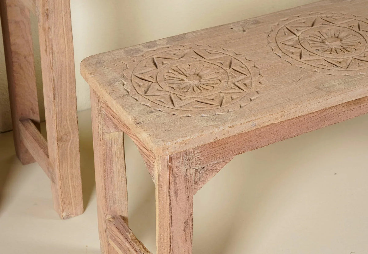 Vidyaalay Vintage Wooden School Bench - DOBRI ARTS AU
