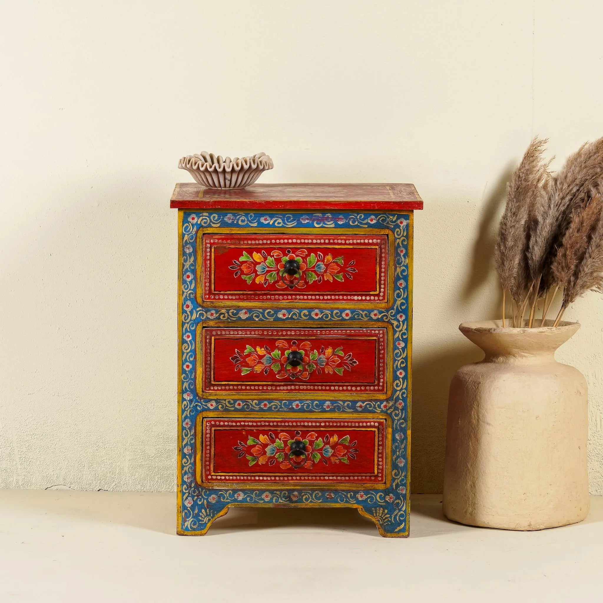Vintage Hand-Painted Three Drawer Bohemian Chest - DOBRI ARTS AU