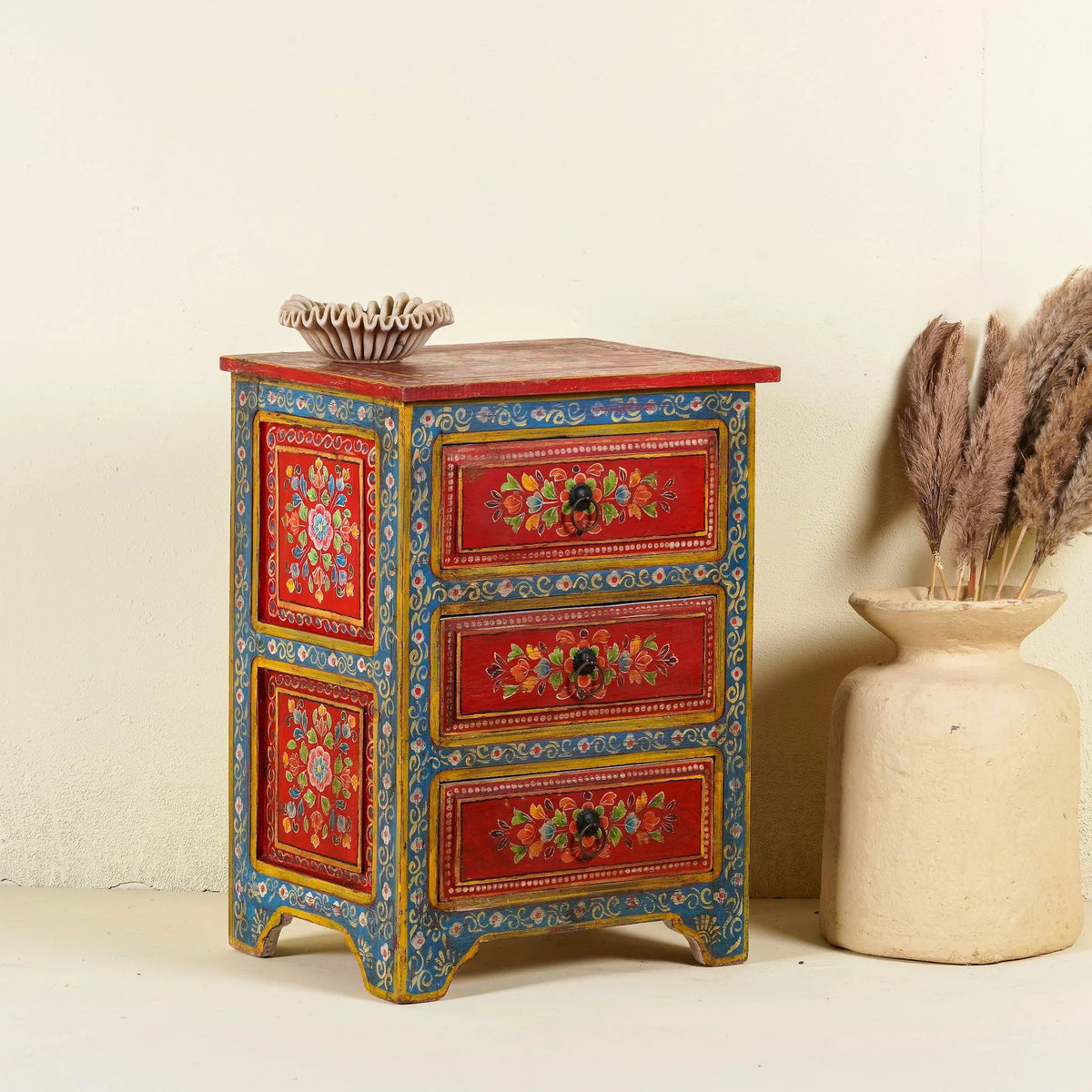 Vintage Hand-Painted Three Drawer Bohemian Chest - DOBRI ARTS AU
