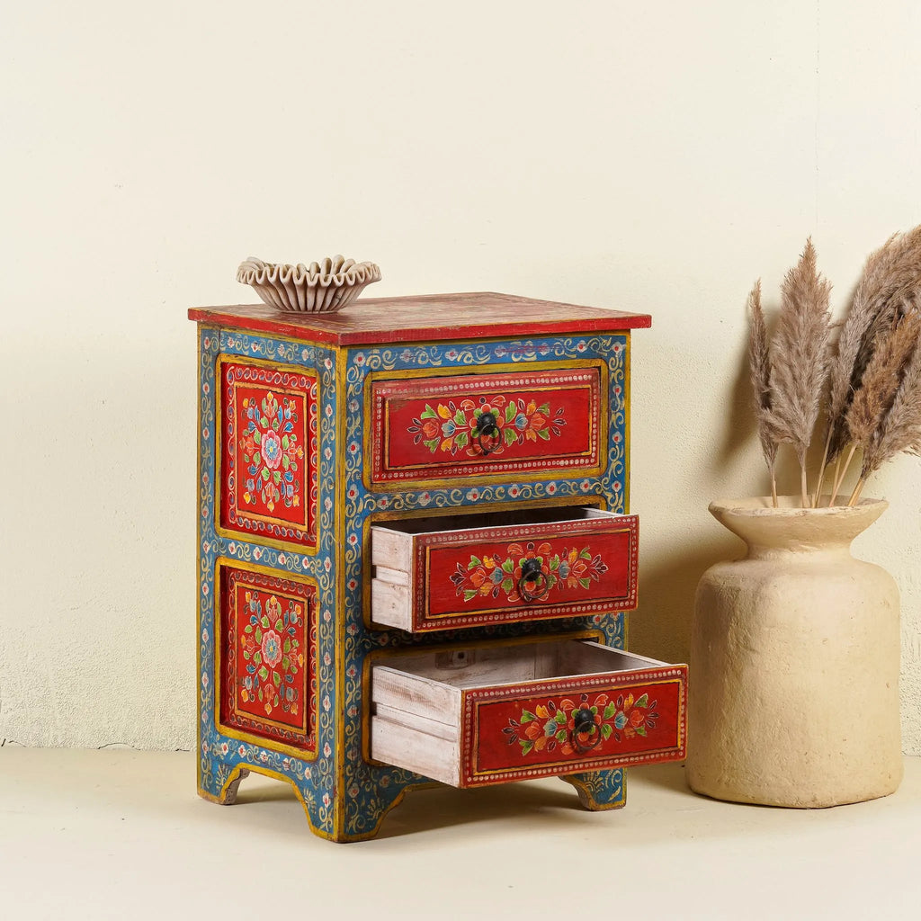 Vintage Hand-Painted Three Drawer Bohemian Chest - DOBRI ARTS AU