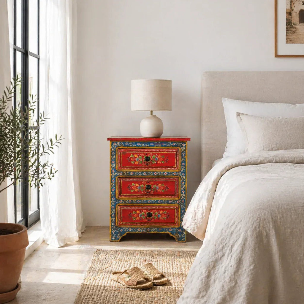 Vintage Hand-Painted Three Drawer Bohemian Chest - DOBRI ARTS AU