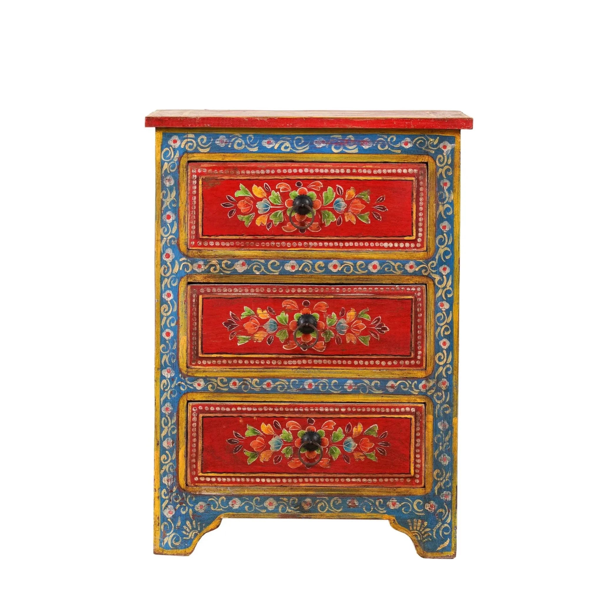 Vintage Hand-Painted Three Drawer Bohemian Chest - DOBRI ARTS AU