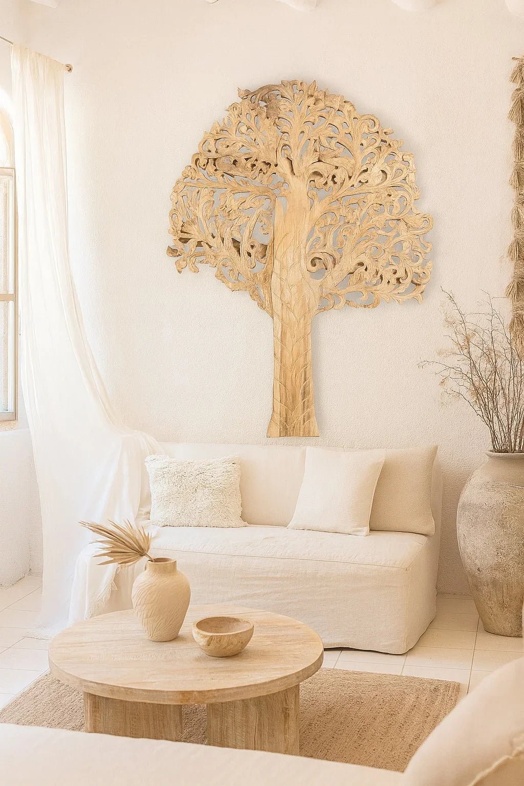 Vriksha Carved Mango Wood Tree Wall Art - DOBRI ARTS AU