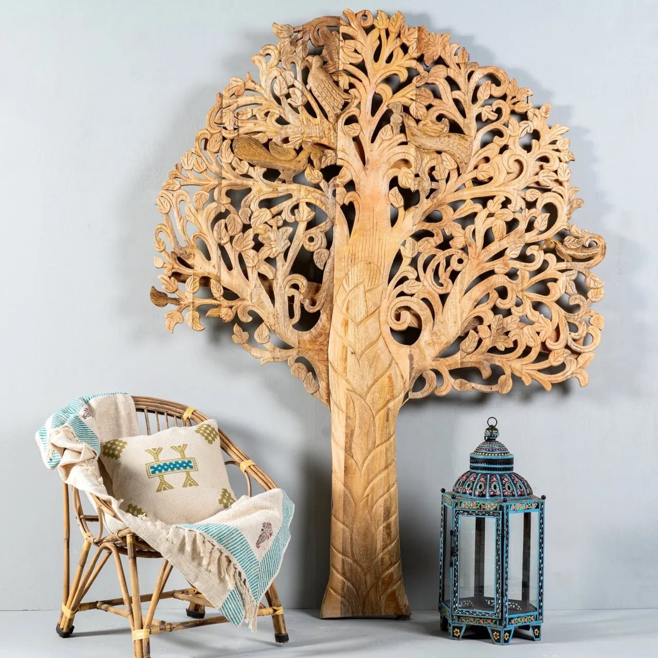 Vriksha Carved Mango Wood Tree Wall Art - DOBRI ARTS AU