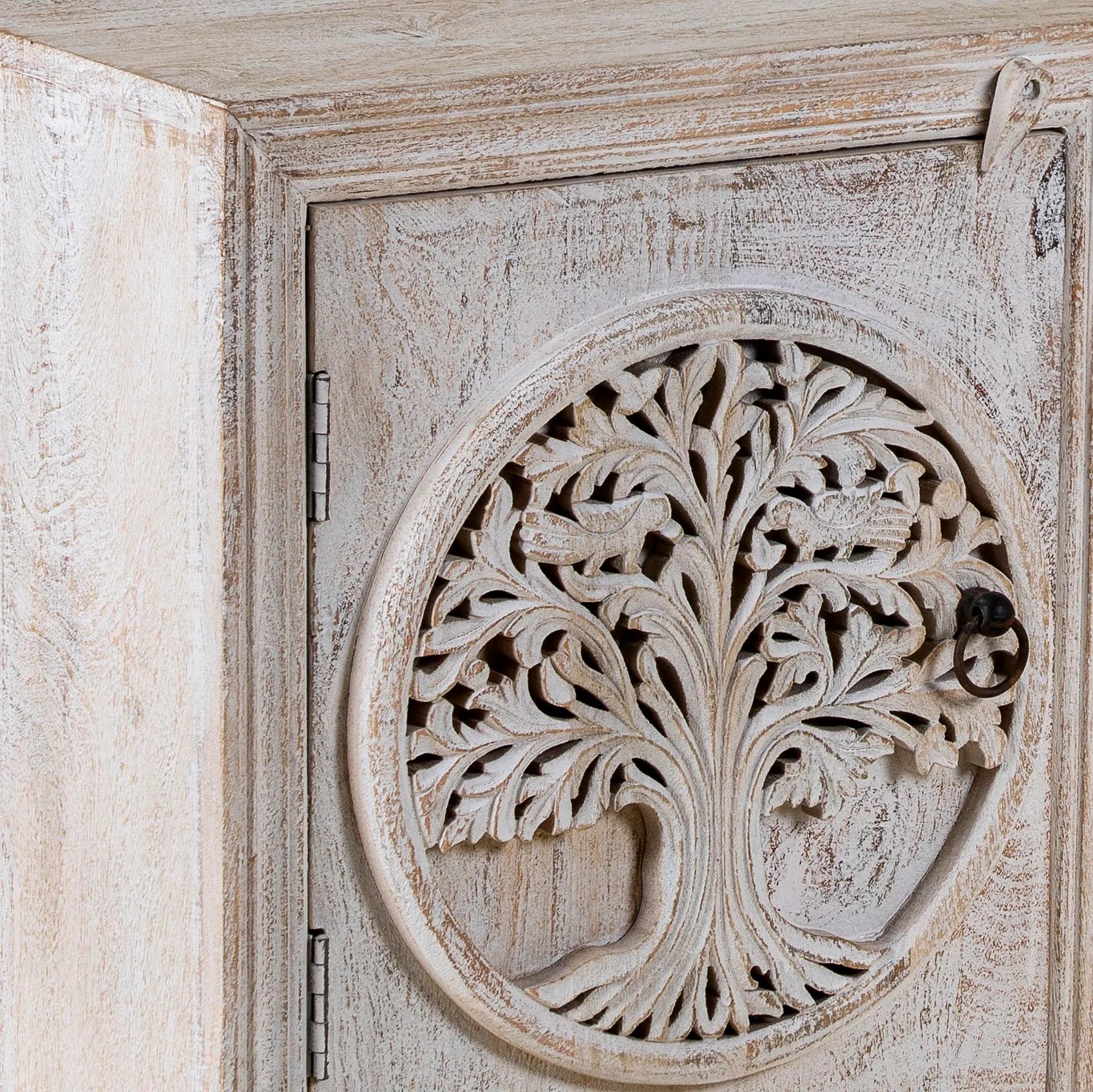 Vrinda Tree Carved Bedside Cabinet single - DOBRI ARTS AU