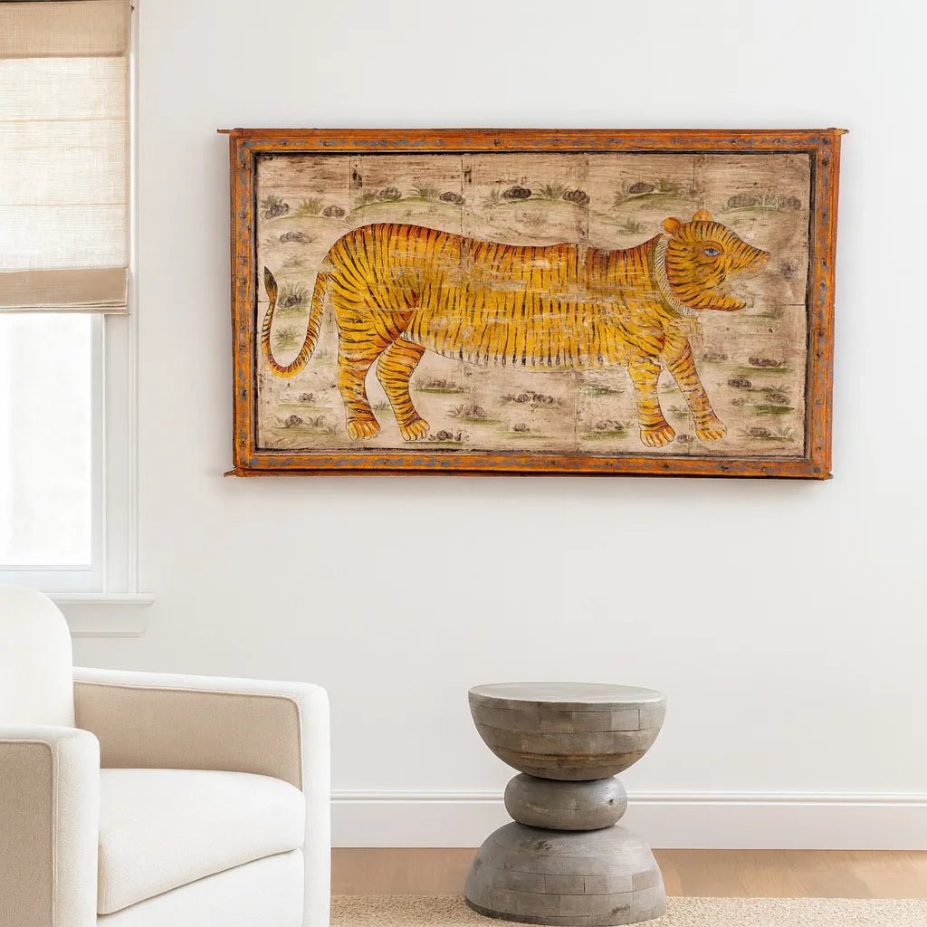 Vyaghra Heritage Hand-Painted Tiger Panel - DOBRI ARTS AU