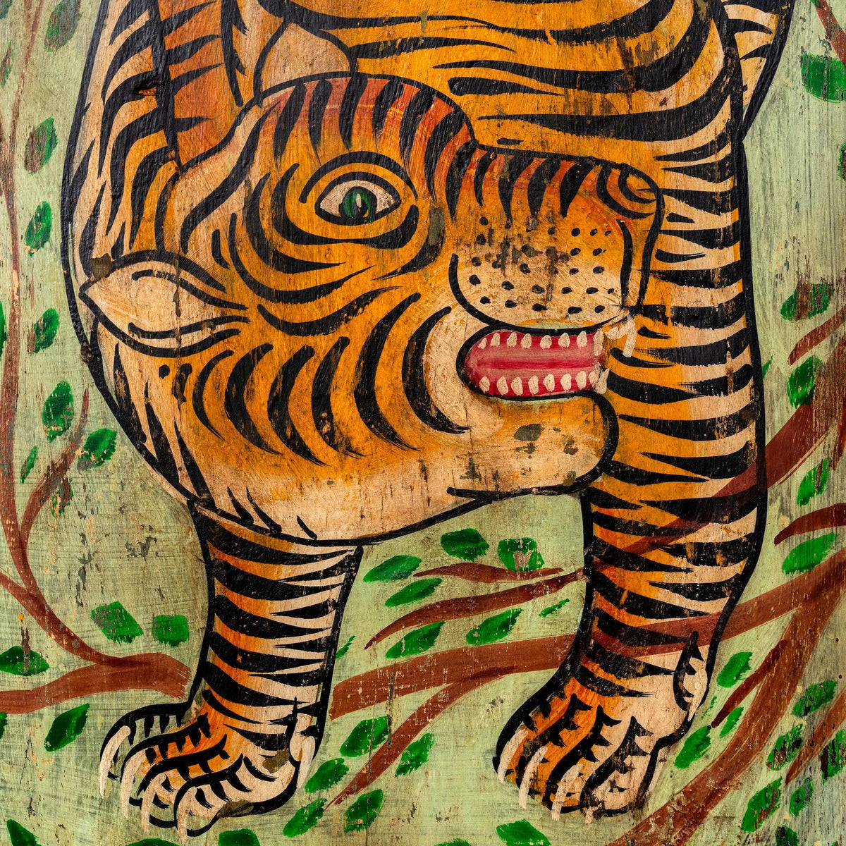 Vyagra Vintage Hand-Painted Tiger Wall Panel - DOBRI ARTS AU