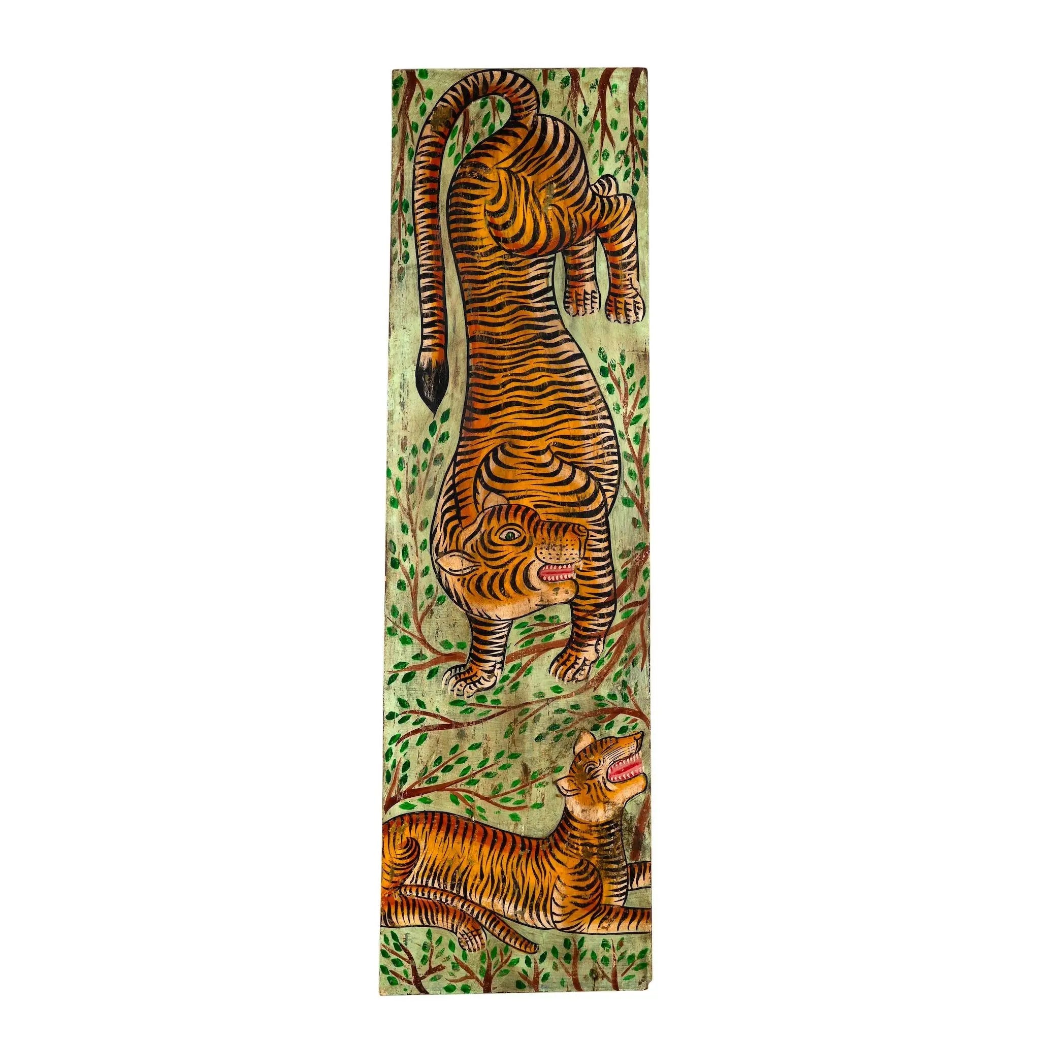 Vyagra Vintage Hand-Painted Tiger Wall Panel - DOBRI ARTS AU