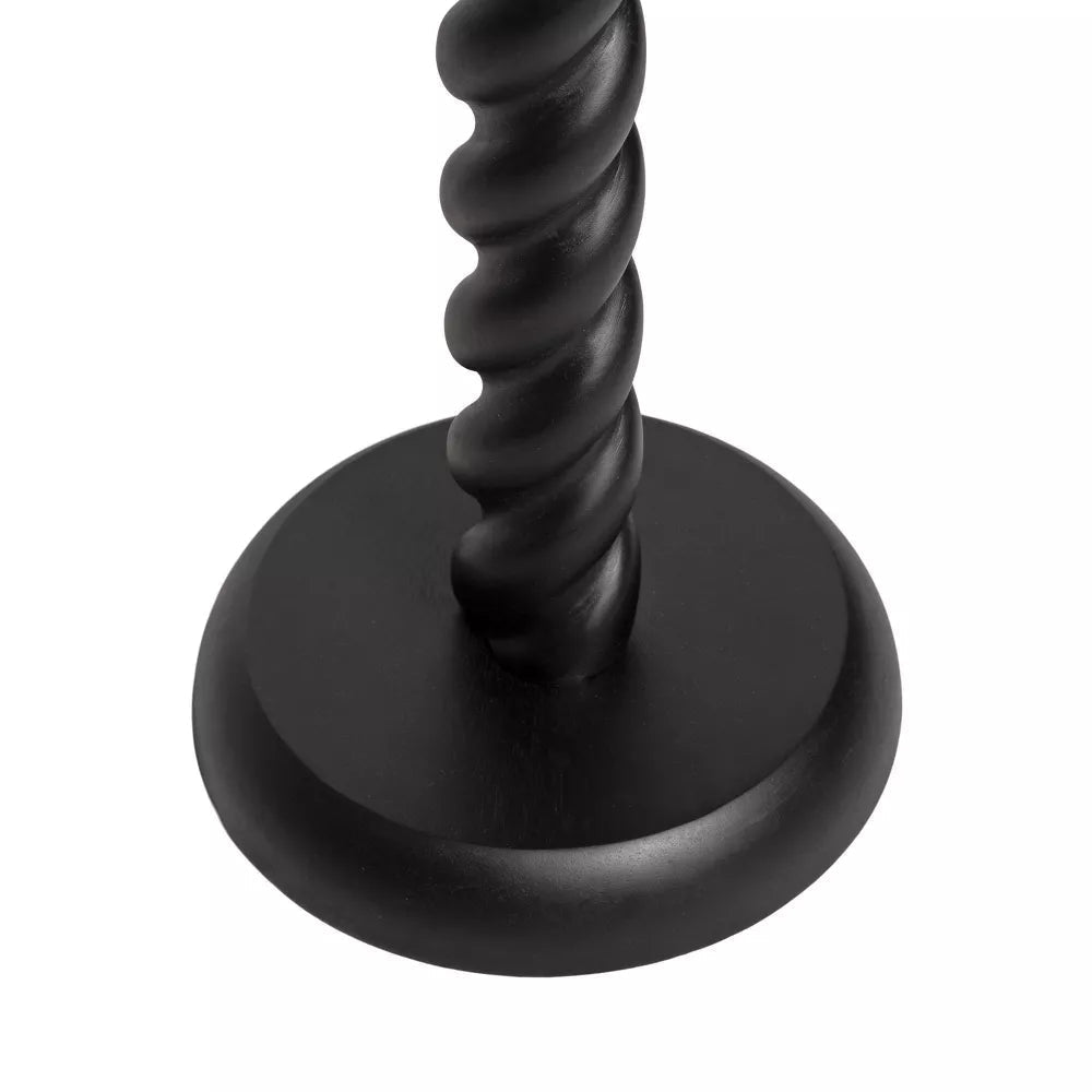 Wendy Charcoal Mango Wood Side Table – Round Accent Table with Spiral Pedestal Base, Solid Wood End Table & Modern Decor - DOBRI ARTS AU