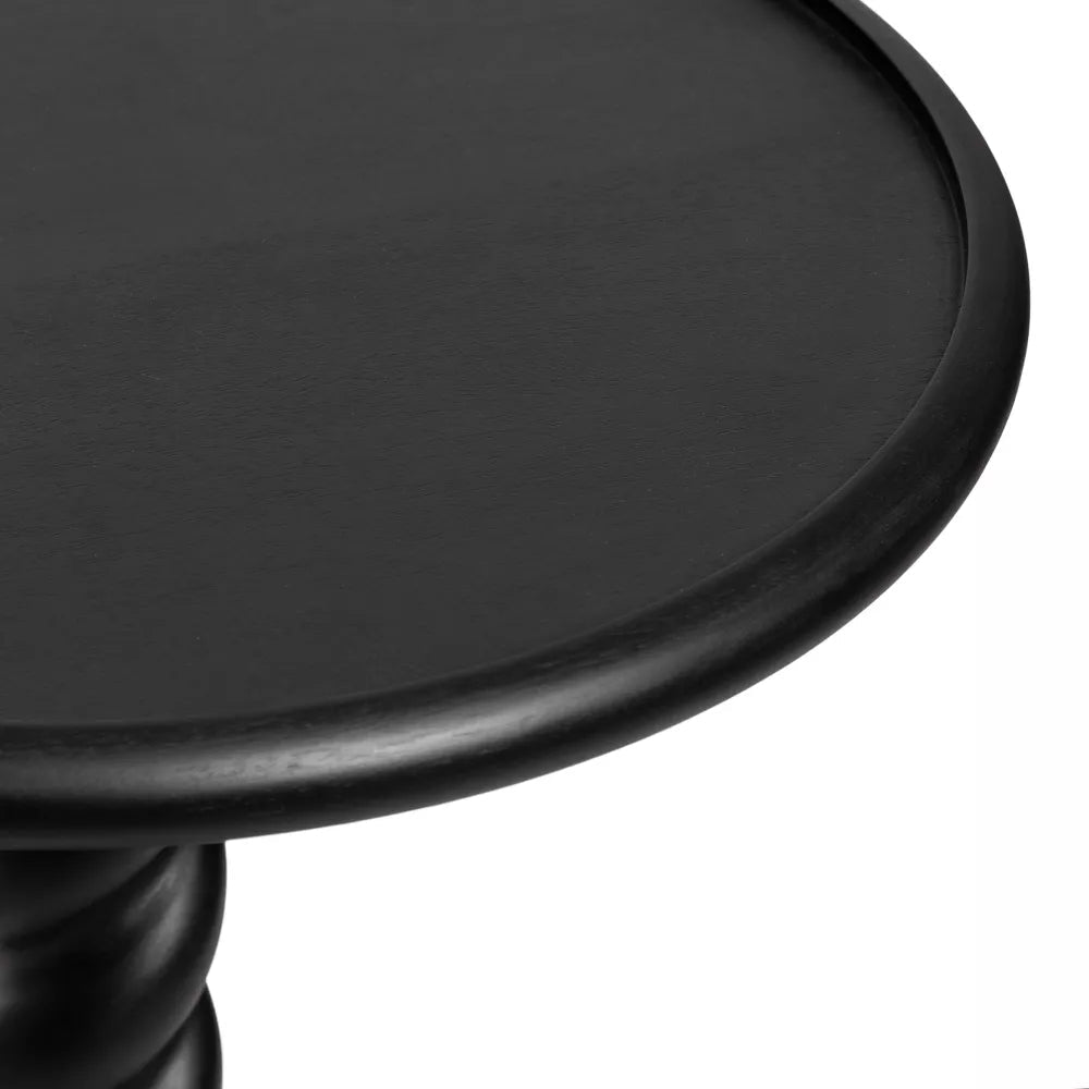 Wendy Charcoal Mango Wood Side Table – Round Accent Table with Spiral Pedestal Base, Solid Wood End Table & Modern Decor - DOBRI ARTS AU