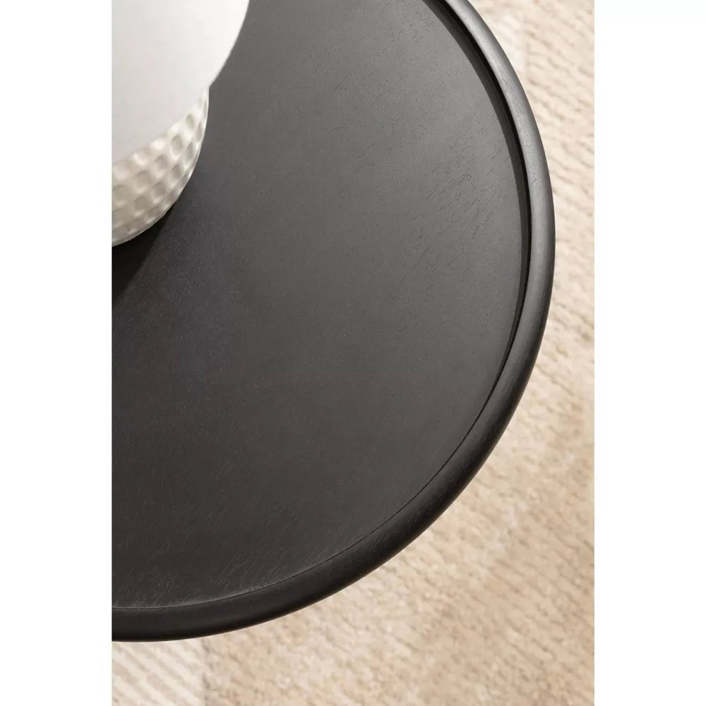 Wendy Charcoal Mango Wood Side Table – Round Accent Table with Spiral Pedestal Base, Solid Wood End Table & Modern Decor - DOBRI ARTS AU