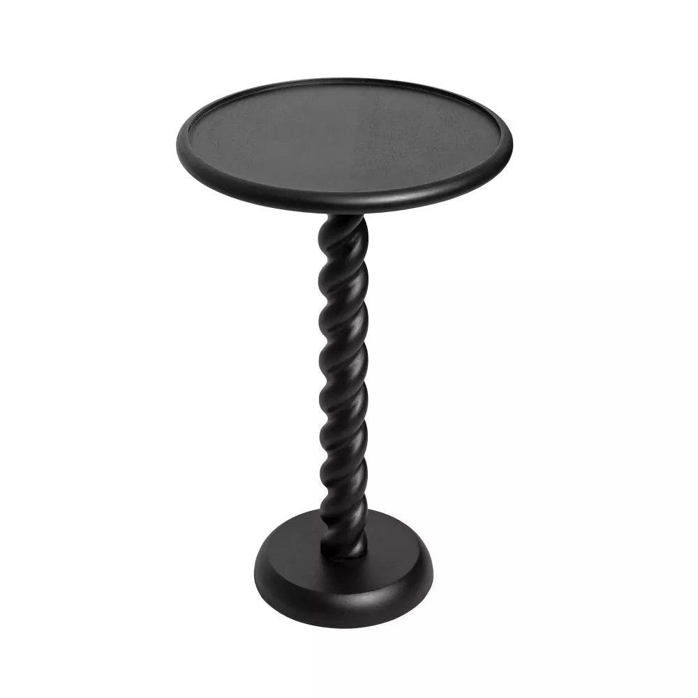 Wendy Charcoal Mango Wood Side Table – Round Accent Table with Spiral Pedestal Base, Solid Wood End Table & Modern Decor - DOBRI ARTS AU