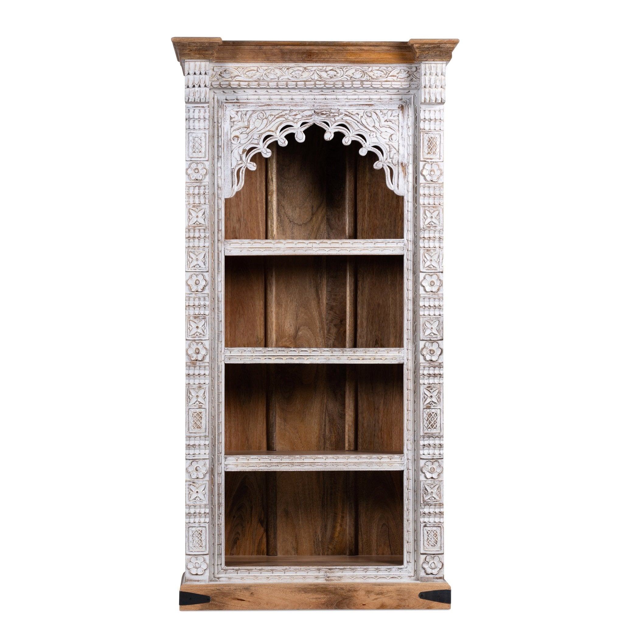 Whitewashed Arch Display Bookcase with Open Shelving - DOBRI ARTS AU