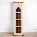 Whitewashed Narrow Display Bookcase with Arch Detail - DOBRI ARTS AU
