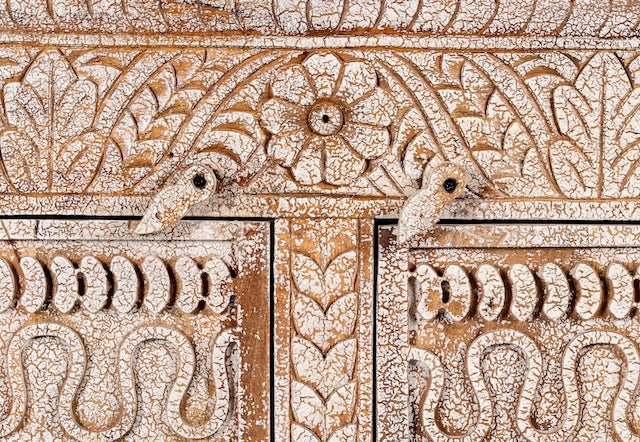 Whitewashed Wooden Sideboard with Four Panel Doors - DOBRI ARTS AU