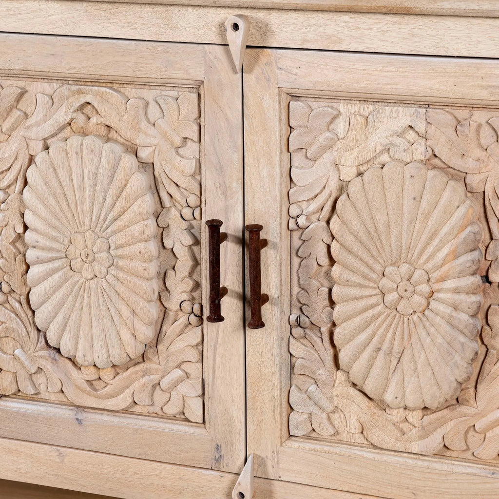 Zahira Grand Hand-Carved Mango Wood Sideboard Console - DOBRI ARTS AU
