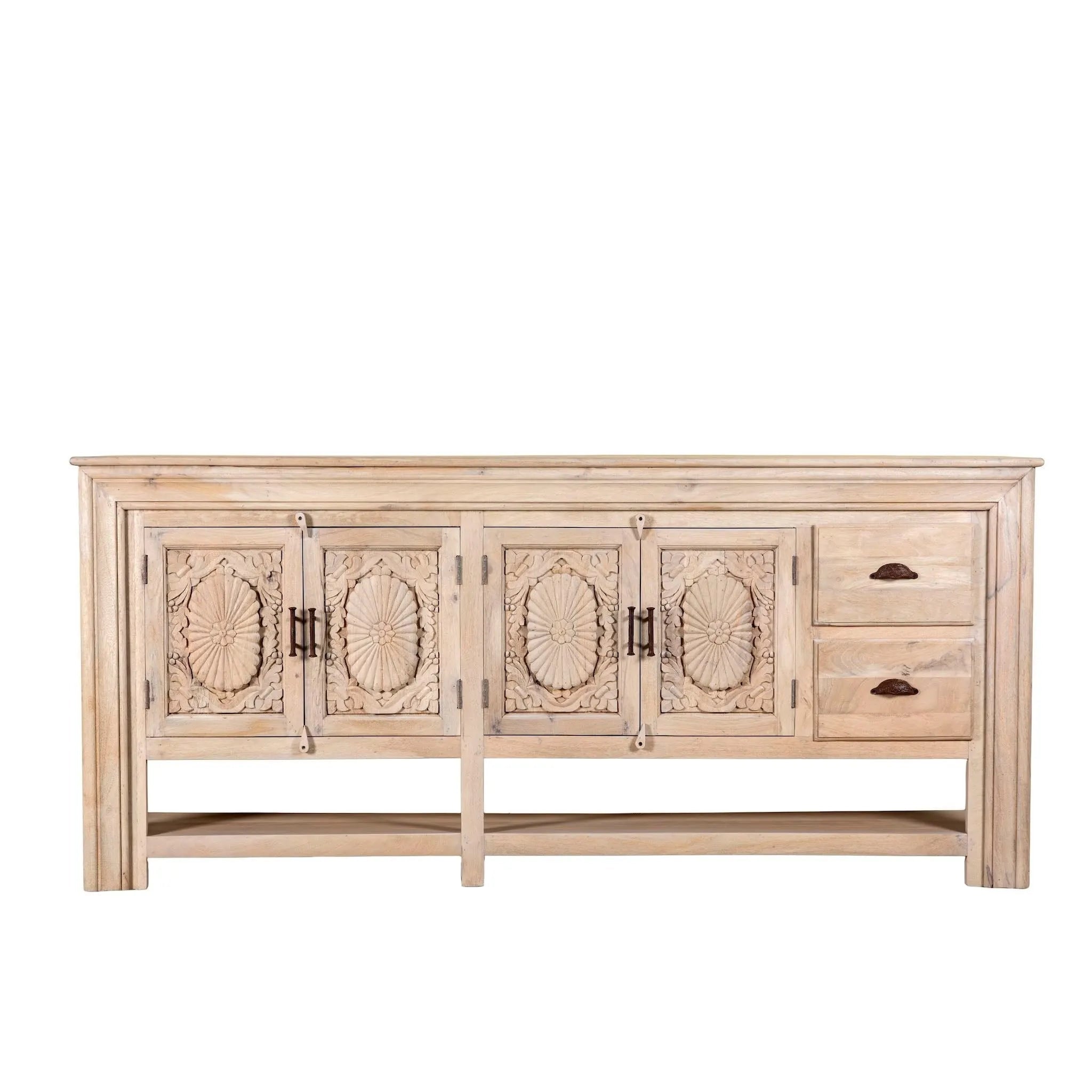 Zahira Grand Hand-Carved Mango Wood Sideboard Console - DOBRI ARTS AU