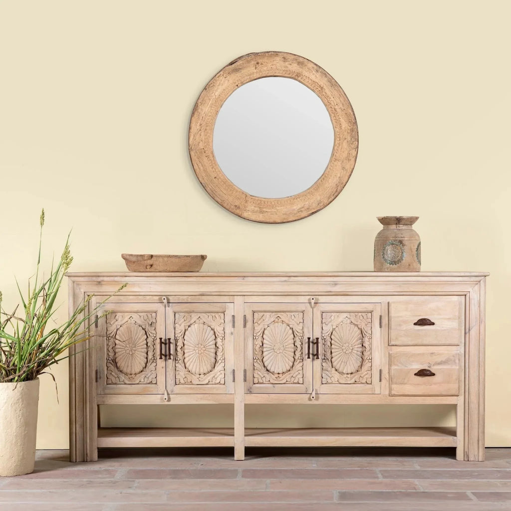 Zahira Grand Hand-Carved Mango Wood Sideboard Console - DOBRI ARTS AU