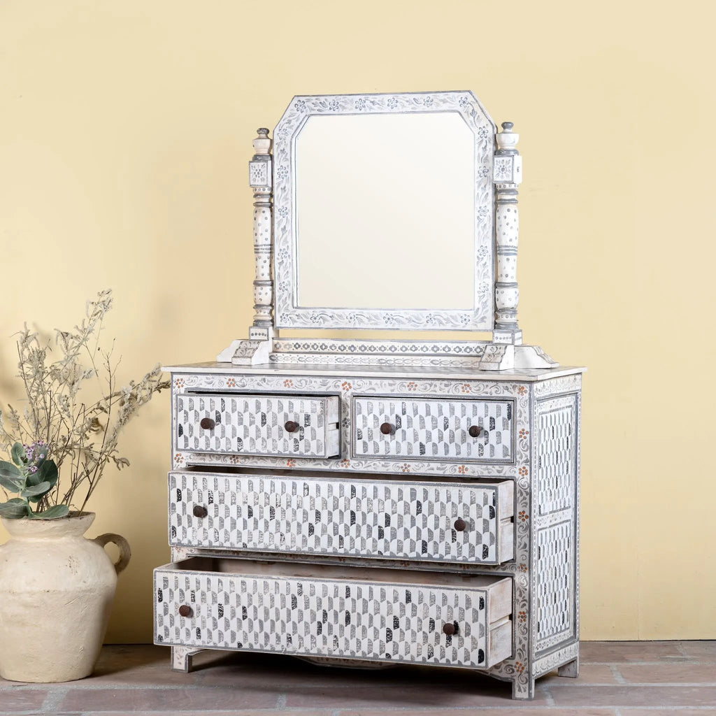 Zarina Hand-Painted Indian Dressing Table - DOBRI ARTS AU