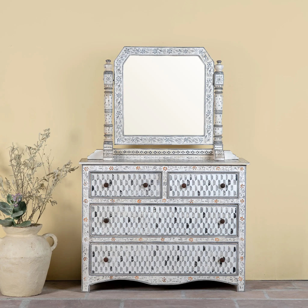 Zarina Hand-Painted Indian Dressing Table - DOBRI ARTS AU