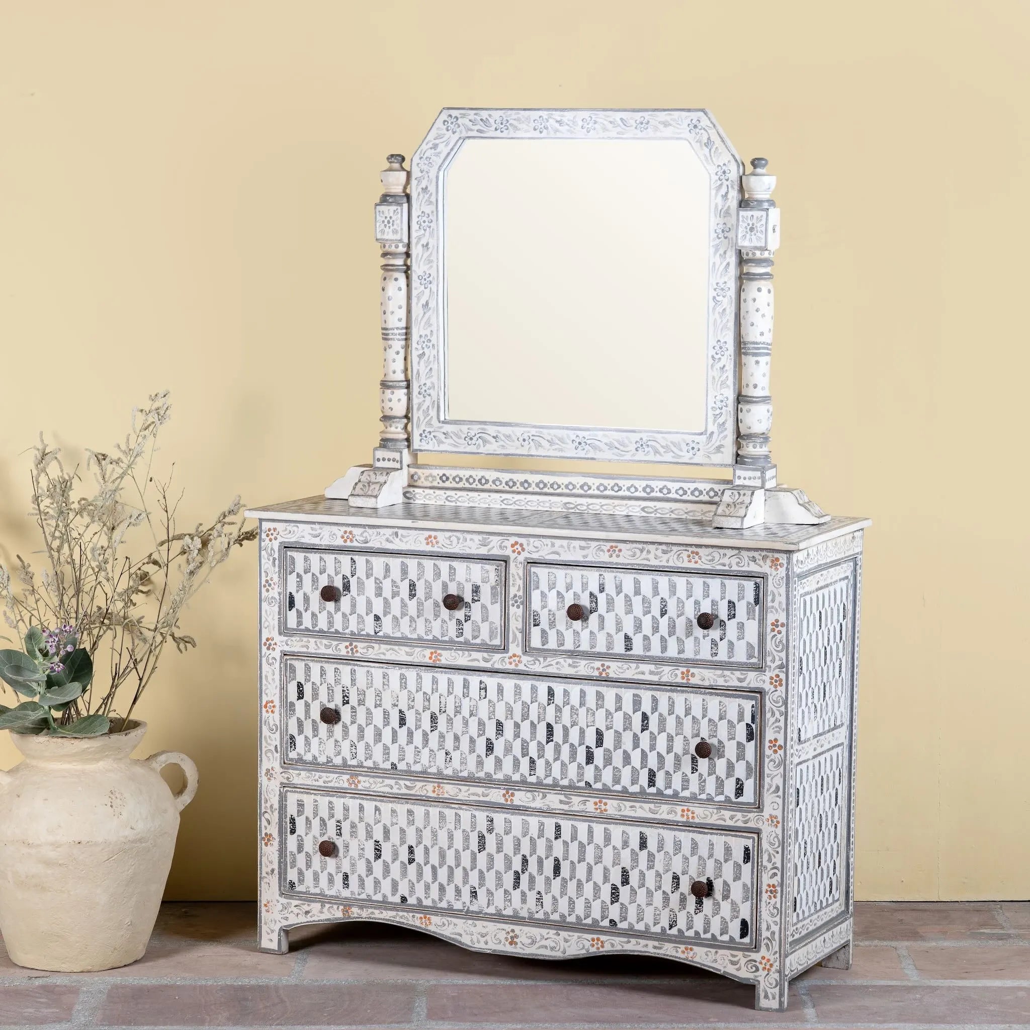 Zarina Hand-Painted Indian Dressing Table - DOBRI ARTS AU