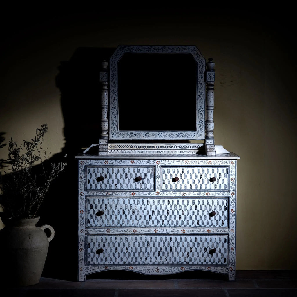 Zarina Hand-Painted Indian Dressing Table - DOBRI ARTS AU