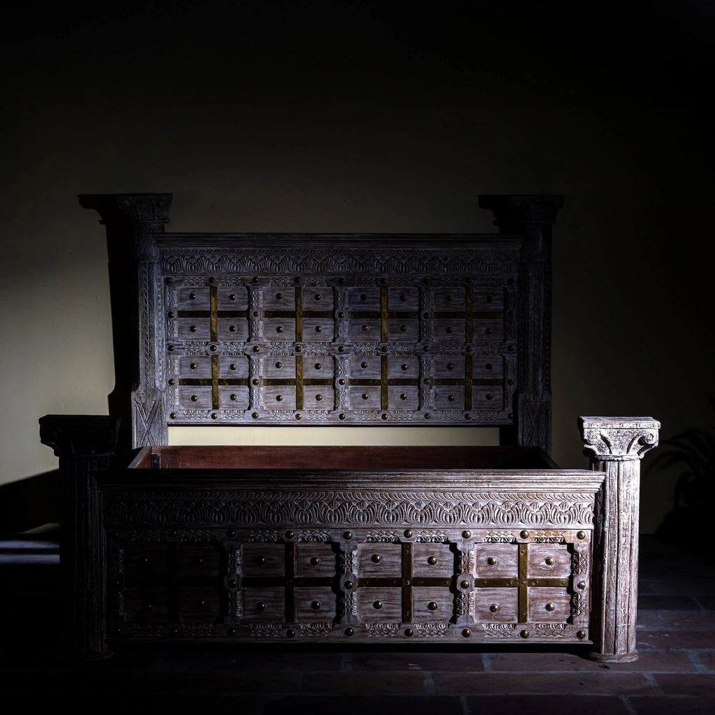 Zarvian Heritage Brass Inlay Bed (King Size) - DOBRI ARTS AU