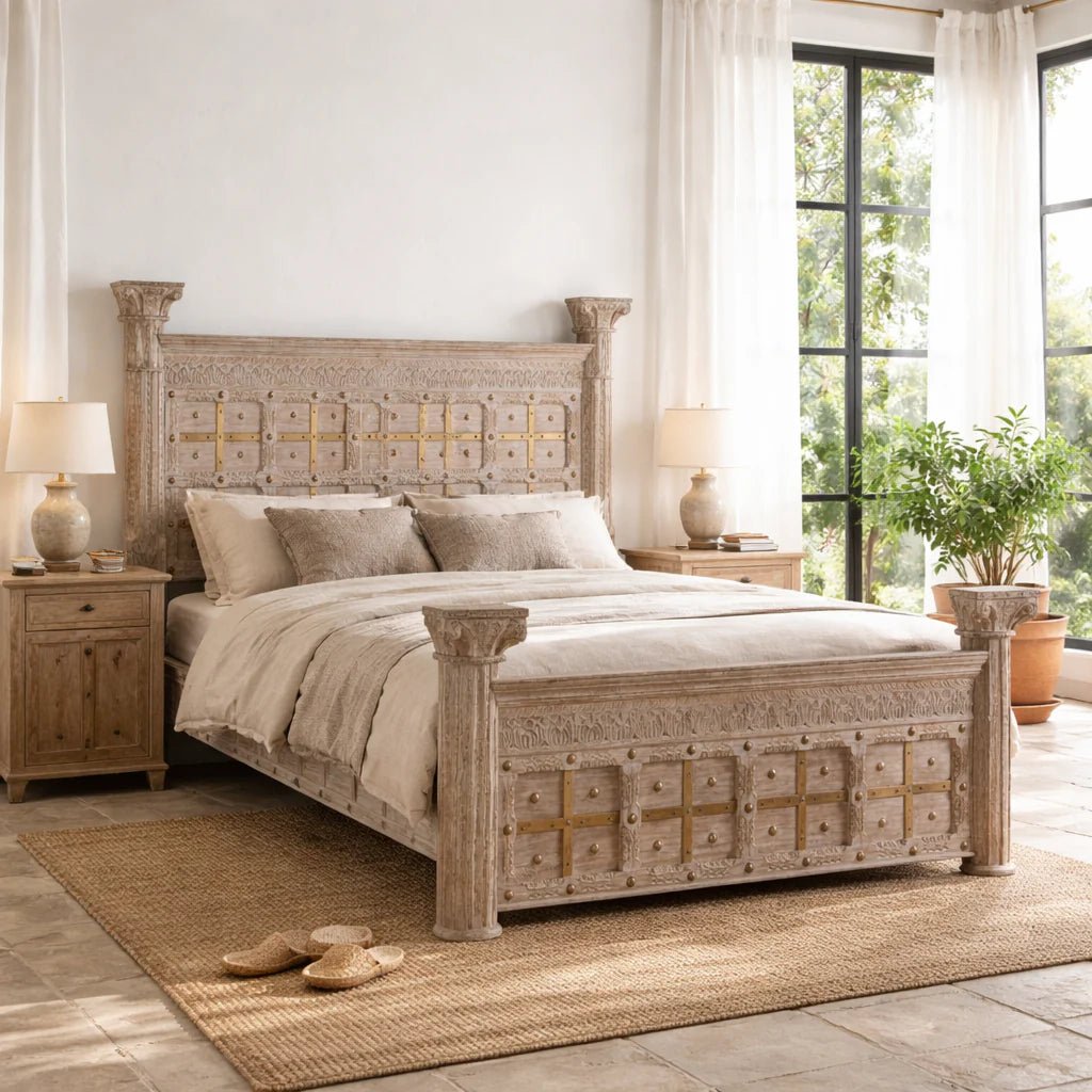 Zarvian Heritage Brass Inlay Bed (King Size) - DOBRI ARTS AU