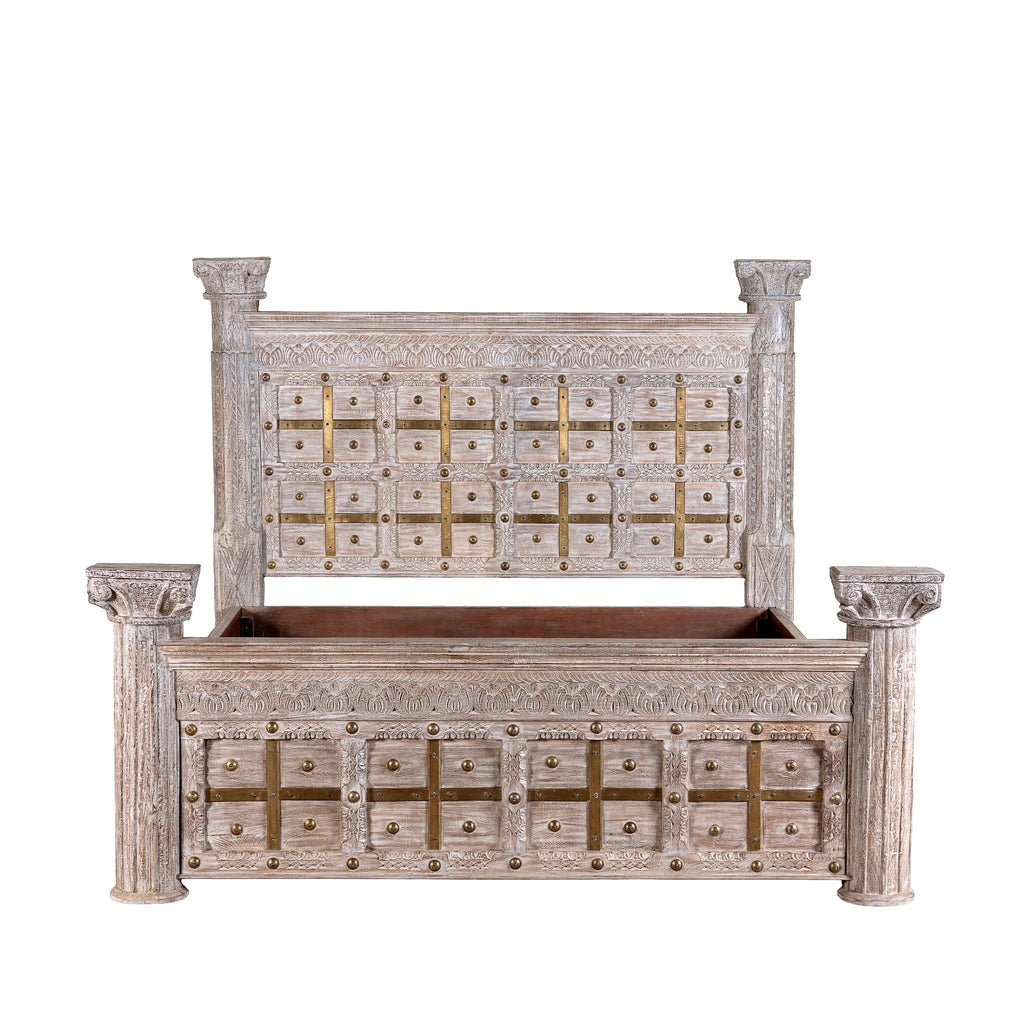 Zarvian Heritage Brass Inlay Bed (King Size) - DOBRI ARTS AU