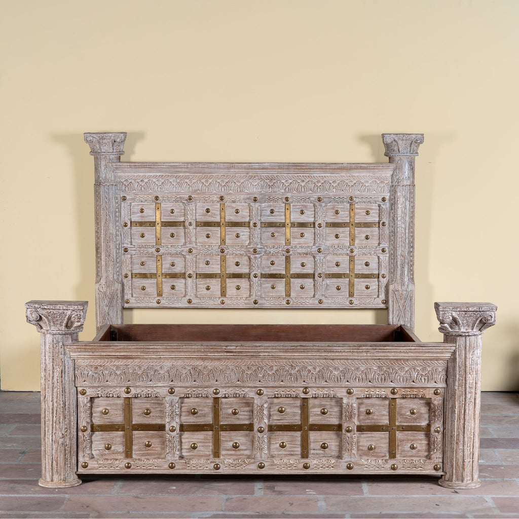 Zarvian Heritage Brass Inlay Bed (King Size) - DOBRI ARTS AU